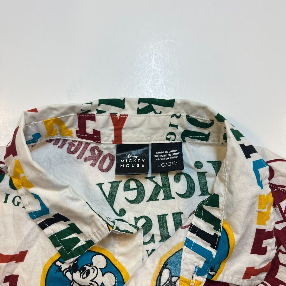 Disney Mickey Mouse All Over Print Button Up Shirt Sz Mens L disneyland - Picture 4 of 4